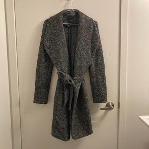 Dynamite Wool Waterfall Coat With Belt, Grey